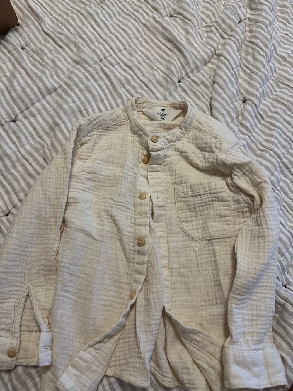 H&M Cream Textured Button-Down Shirt for Kids